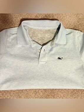 Vineyard Vines boys, Light Blue Heather Whale Logo Polo Shirt